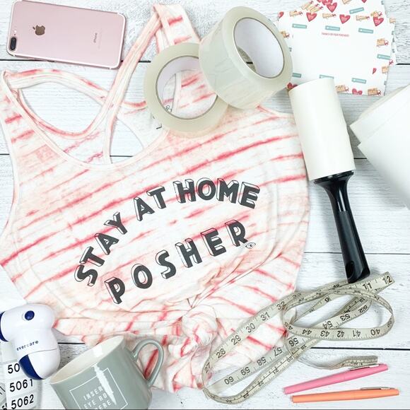 Stay at Home Posher Playful Coral Tank pink stripe tie dye - Picture 1 of 6